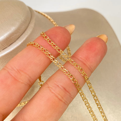 Cadena ● Cubana Doble Oro amarillo 18k 3,2 Gr / 2,6 mm / 60 Cm *