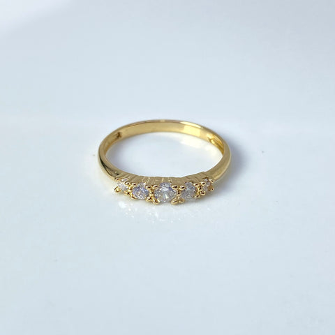 Anillo Circones Blancos Oro amarillo 18k / Talla 7 1/4 / 1,74 Gr *