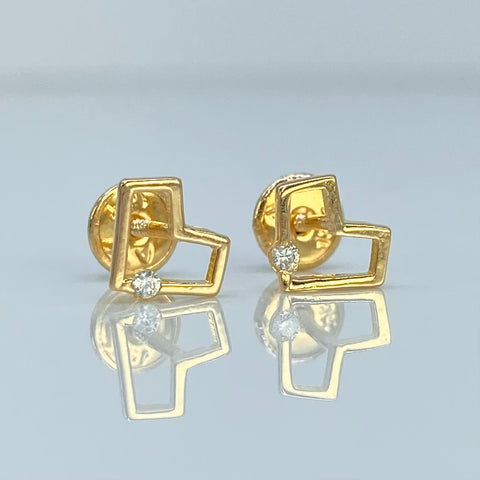 Topos s Corazon Silueta Recta Circon Blanco Oro amarillo 18k 0,77 Gr / 7 mm  *