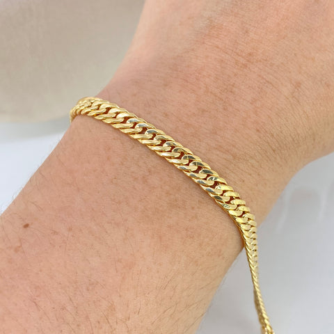 Pulso ● Cubano Oro amarillo 18k +1 / 2,8 Gr / 5 mm / 19,5 Cm †