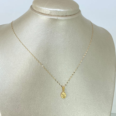 Set Cadena  Crispeta + Dije San Miguel Arcangel Oro amarillo 18k 0,7 Gr / 1 mm / 50 Cm *