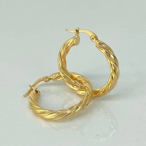Candongas Entorchadas Lineal Oro amarillo 18k 3,3 Gr / 2,6 Cm  *