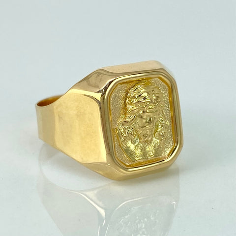 Anillo Sello Rostro Jesus Oro amarillo 18k / Talla 10 / 3,85 Gr