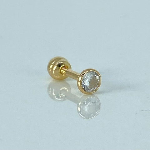 Piercing Bisel Circon Blanco / Oro Amarillo 18k (Joya) / 3mm / 0,26gr / 1cm / (Oreja) †