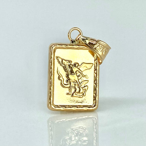 Dije Placa Rectangular San Miguel Oro amarillo 0,95 Gr / 1 Cm †