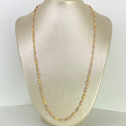 Cadena Rustica Eslabones Entorchados Tres oros 18k 7,25 Gr / 3,1 mm / 60 Cm *