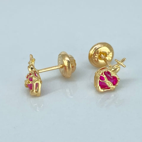 Topos Corazon Circon Fucsia Oro amarillo 1 Gr / 5,1 mm *