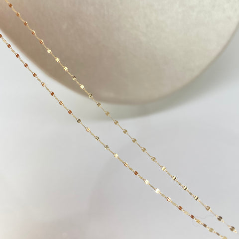 Set Cadena ● Crispeta + Dije Corazon Oro amarillo 18k 0,65 Gr / 1 mm / 45 Cm †