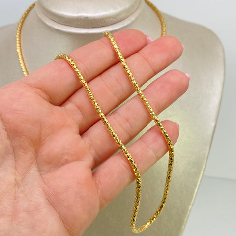 Cadena ● Cola De Ratón Diamantada Oro amarillo 18k +3 / 14,60 Gr / 2,3 mm / 60 Cm *