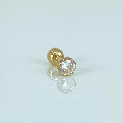 Piercing Circon Blaco / Oro Amarillo 18k (Joya) / 0,27gr / 1.0cm / (Oreja) *