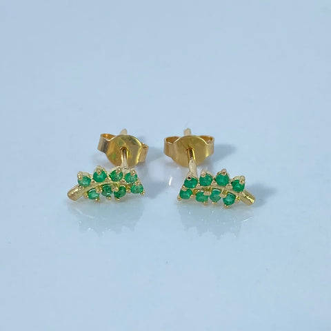 Topos Espiga / 18 Pts Esmeraldas Oro amarillo 18k 1,15 Gr / 5 mm †