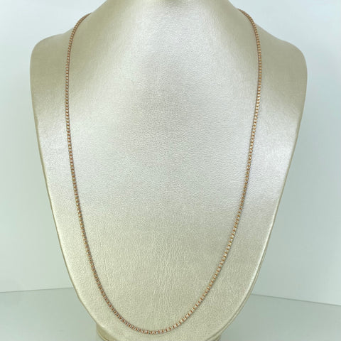 Cadena Punto Cuadrado Diamantado  Oro blanco y Oro rosa 18k +3 / 8,55 Gr / 2 mm / 60 Cm †