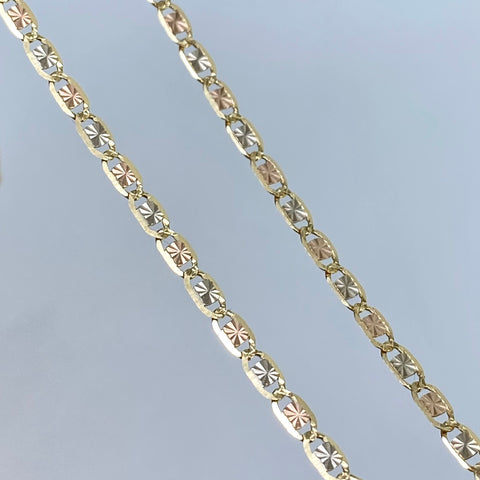 Cadena Escalera Plana Diamantada Oro Tres Oros 18k 2,48 Gr / 2 mm / 45 Cm †