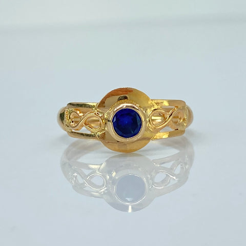 Anillo Circon Azul Infinitos Oro amarillo 18k / Talla 7 / 1,48 Gr