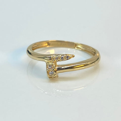 Anillo Clavo Circones Blancos Oro amarillo 18k / Talla 8 1/4 / 1,84 Gr *