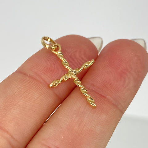 Dije Cruz Entorchada Oro amarillo 18k 0,78 Gr / 2,5 Cm  *