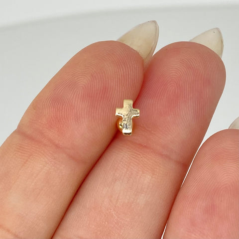 Piercing Cruz / Oro Amarillo 18k (Joya) / 0,31gr / 0.8cm / (Oreja) *