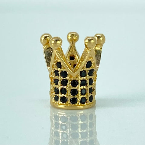 Herraje Corona Circones Negros Oro amarillo 1,75 Gr / 0,8 Cm *