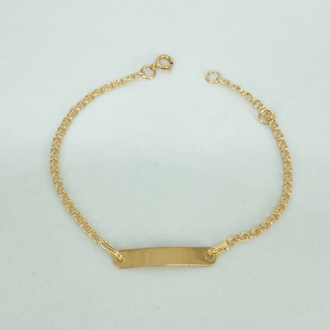 Pulso bebé Placa Rectangular Aro Seguido Oro amarillo 18k 1,20 Gr / 2 mm / 15,5 Cm *