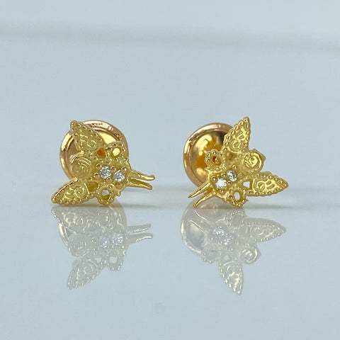 Topos Hada Circones Blancos Oro amarillo 18k 1,02 Gr / 6,7 mm  *