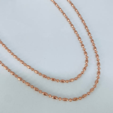 Cadena ● Militar Diamantado Luna Puntos Oro rosa 18k +3 / 9,6 Gr / 2 mm / 60 Cm †