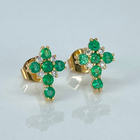 Topos Cruz Esmeraldas 50PTS Diamantes 30PTS Oro amarillo 1,5 Gr / 8 mm †