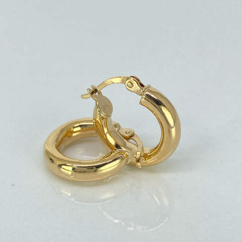 Candongas Redondas Lisas Oro amarillo 18k 2,88 Gr / 2 Cm  *