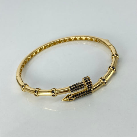 Pulso ● Clavo CT Circones Negros Oro amarillo 18k +3 / 13,1 Gr / 4,5 mm / 19 Cm *