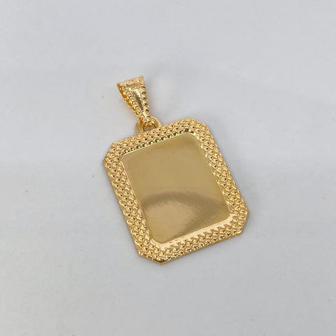 Dije Placa Rectangular Bordeada Oro amarillo 2,1 Gr / 3,5 Cm †