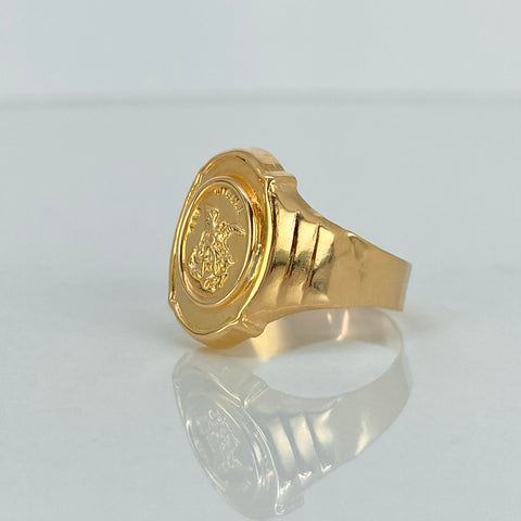 Anillo Sello San Miguel Arcangel Oro amarillo 18k / Talla 12 / 3,21 Gr *