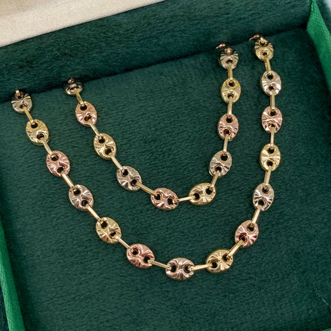 Cadena GC Diamantada Tres oros 18k 12,86 Gr / 4,5 mm / 63 Cm *