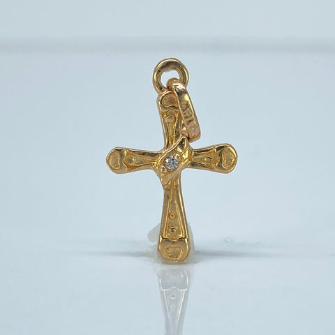 Dije Cruz Circon Blanco Oro amarillo 0,85 Gr / 2,2 Cm *