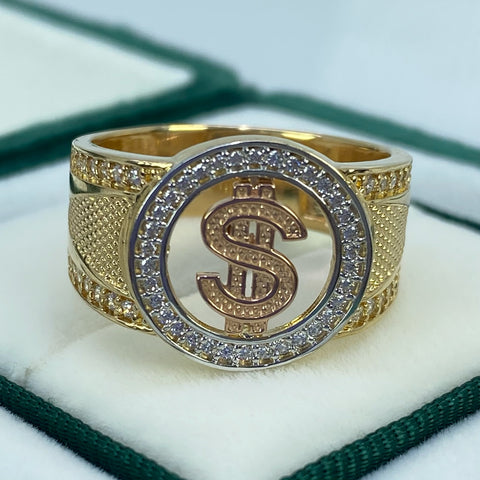 Anillo Signo $ Circones Blancos Tres oros 18k / Talla 11 / 8,80 Gr