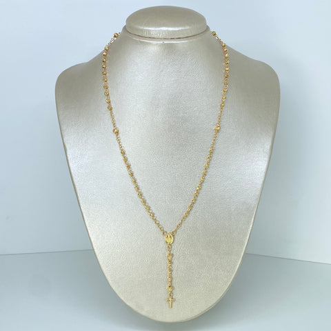 Rosario Virgen Guadalupe Bolas Diamantadas 5/4mm Oro amarillo 5,49 Gr / 45 Cm