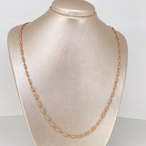 Cadena Rustico Eslabones Diamantados Oro rosa 6,55 Gr / 3 mm / 60 Cm
