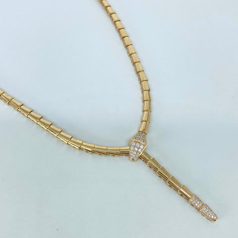 Cadena ● Serpiente BV Circones Blancos Oro amarillo 18k +3 / 16,3 Gr / 4,2 mm / 40 Cm *