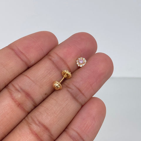 Topos Flor Circones Blancos Rosas Oro amarillo 1,15 Gr / 5,5 mm †