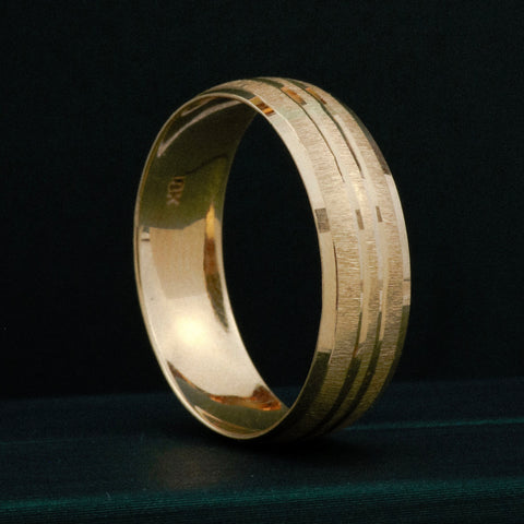 Anillo Argollas 3 Lineas Diamantadas POR FABRICACIÓN Oro amarillo 18k / Talla 7 / 10 Gr *