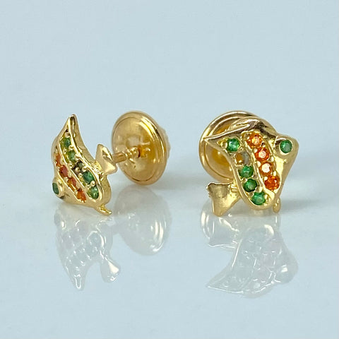 Topos Pez Circones Verdes Naranjas Oro amarillo 18k 1 Gr / 7 mm