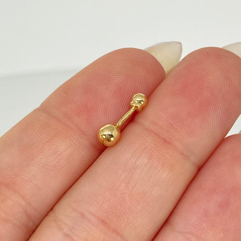 Piercing Bola Lisa 4mm / Oro Amarillo 18k (Joya) / 0,35gr / 1.3cm / (Oreja) *