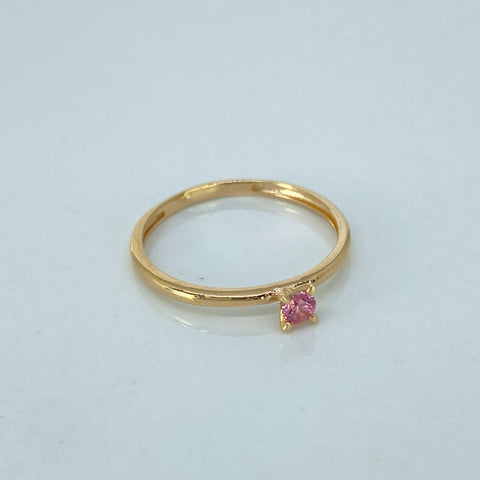 Anillo Solitario Circon Rosa Oro amarillo / Talla 7 1/2 / 1,4 Gr †