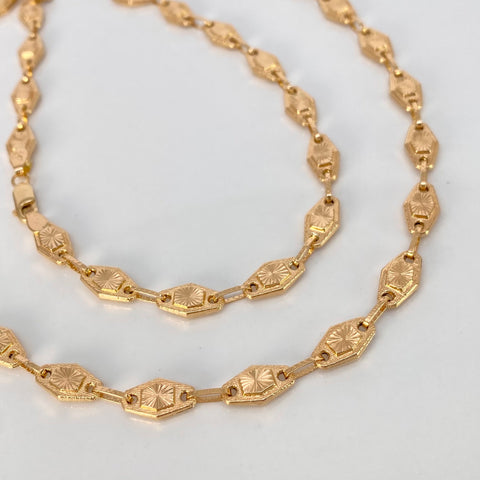 Cadena Rustico Eslabones Hexagonos Diamantados Oro amarillo 13,50 Gr / 6 mm / 60 Cm †