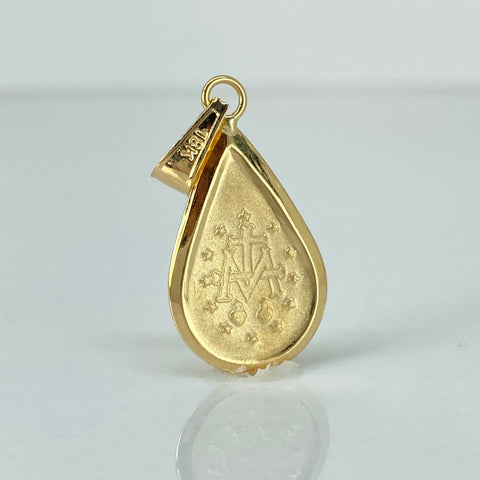 Dije Virgen Milagrosa Lagrima Oro amarillo 18k 1,3 Gr / 3,3 Cm