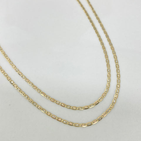 Cadena ● Escalera Plana Diamantada Tres oros 18k 2,15 Gr / 1,5 mm / 50 Cm †