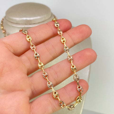 Cadena GC Diamantada Tres oros 18k 12,86 Gr / 4,5 mm / 63 Cm *