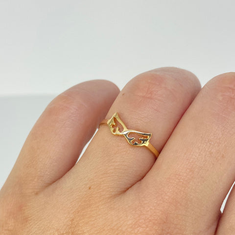 Anillo Alas Oro amarillo 18k / Talla 6 1/4 / 1 Gr *