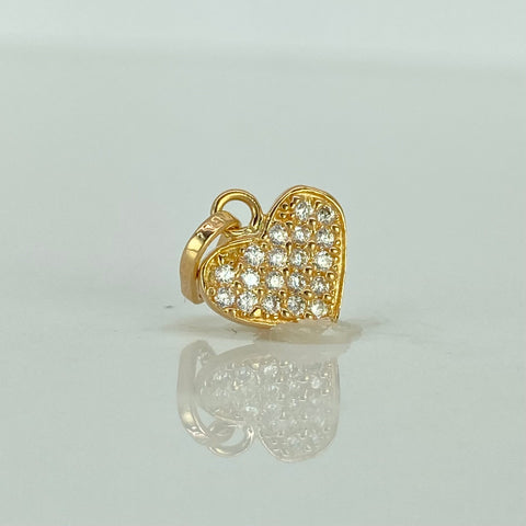 Dije Corazon Circones Blancos Oro amarillo 18k 0,83 Gr / 1,5 Cm †