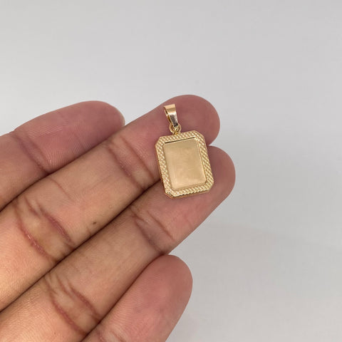 Dije Placa Rectangular Bordeada Oro amarillo 1,1 Gr / 2,6 Cm †