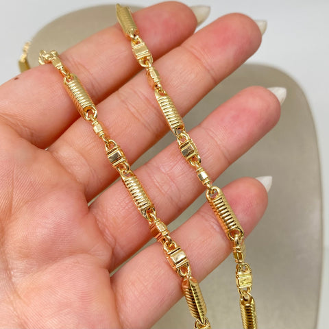 Cadena Rustica Eslabones Diamantados Oro amarillo 18k 14,83 Gr / 4,4 mm / 60 Cm †