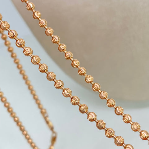 Cadena Militar Diamantado Luna NAC ESP Oro rosa 18k +1 / 18,68 Gr / 3 mm / 60 Cm